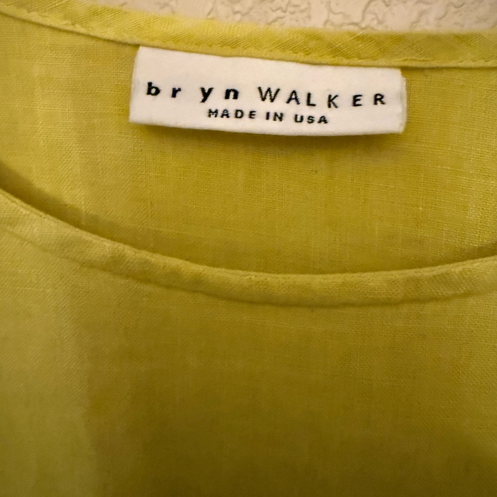 bryn Walker Linen Dress in Chartreuse Yellow-Green - Picture 5 of 7